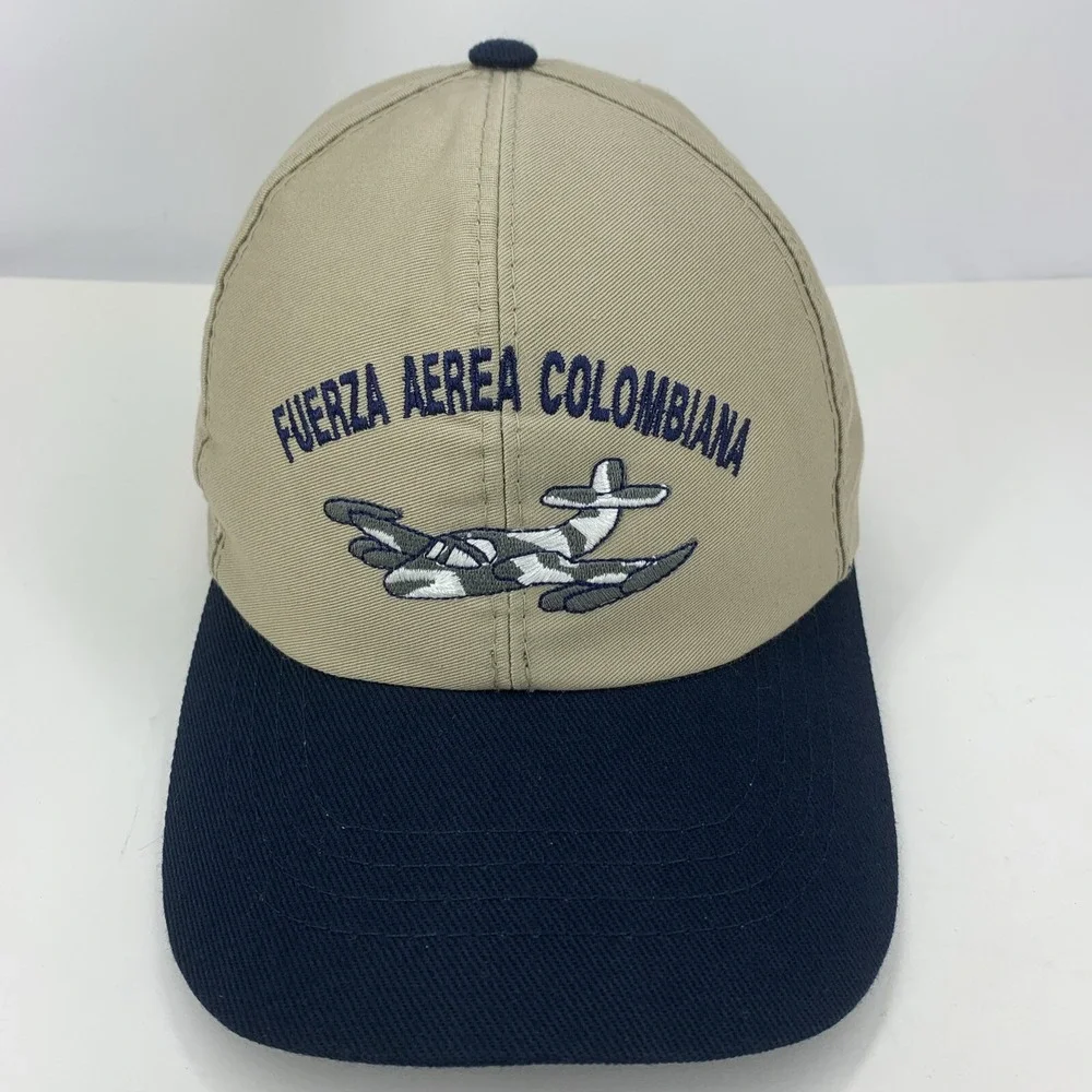 Fuerza Aerea Colombiana Hat CACOM-3 Air Force Blue Beige Adjustable Baseball Cap